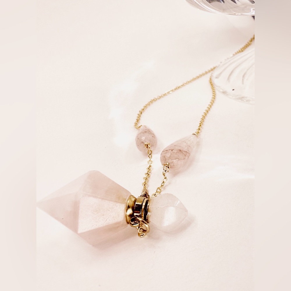 Rose Quartz Enchanted Essence Perfume Pendant Necklace